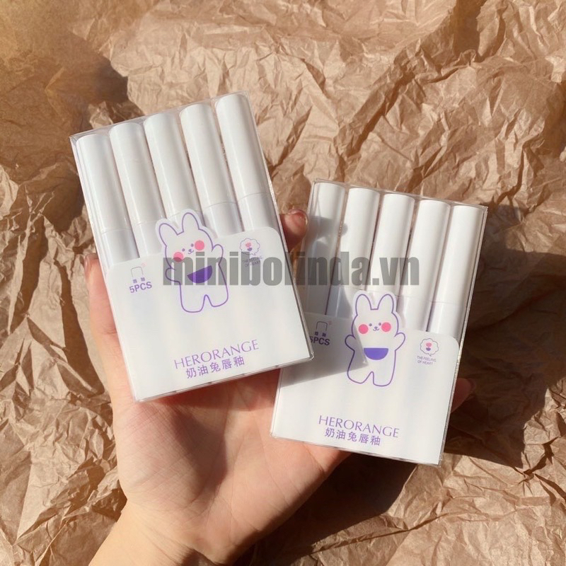 Set 5 son kem vỏ hình thỏ dễ thương