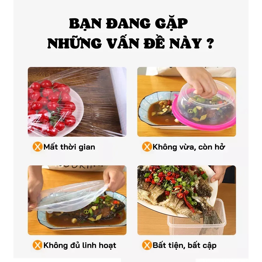 Màng bọc thực phẩm co giãn siêu dai có chun hình túi gấu set 100 chiếc