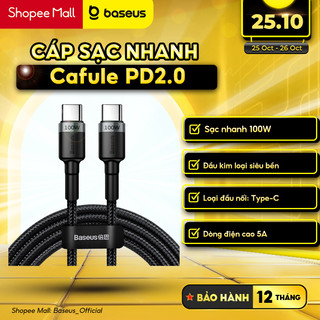 Cáp sạc nhanh hiệu Baseus Cafule PD2.0 100W Type-C to Type-C (20V 5A)