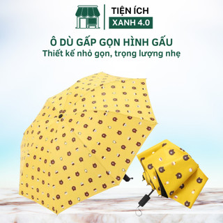 Ô dù đi mưa, đi nắng gấp gọn hình gấu, dù che mưa dễ thương hình gấu cute, màu sắc nổi bật