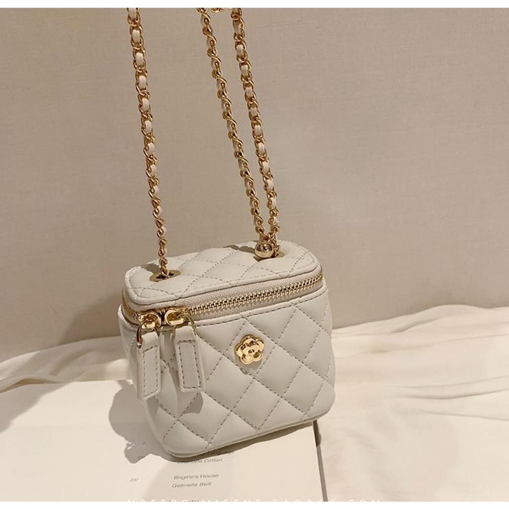 Túi xách nữ đẹp túi mini đeo chéo Bag.thanhthu hoạ tiết gắn Hoa dễ thương 810