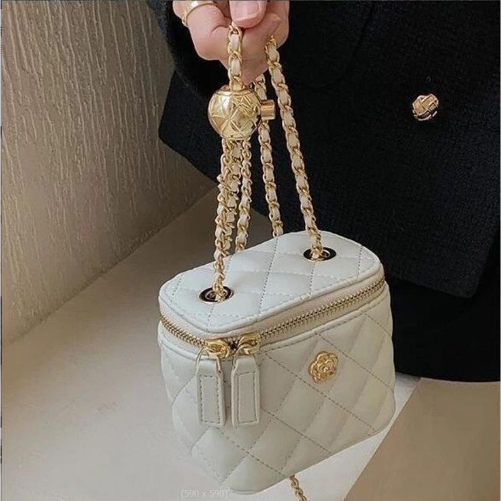 Túi xách nữ đẹp túi mini đeo chéo Bag.thanhthu hoạ tiết gắn Hoa dễ thương 810
