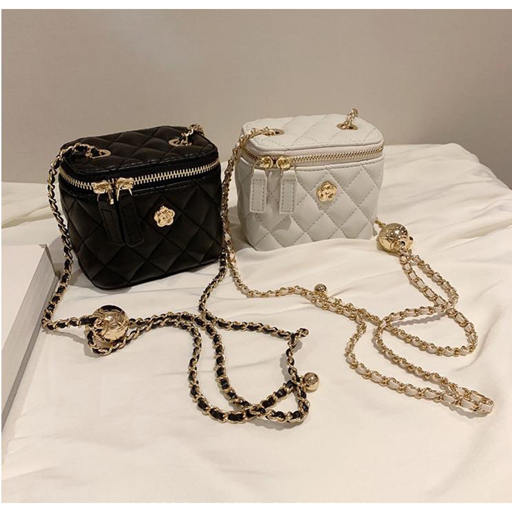 Túi xách nữ đẹp túi mini đeo chéo Bag.thanhthu hoạ tiết gắn Hoa dễ thương 810