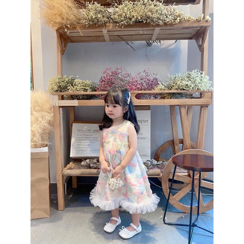 Váy Công Chúa Xòe Bồng Bềnh Suchin Closet Kiếu Dáng Sát Nách 2 Màu Hồng Xanh Siêu Xinh Cho Bé Gái