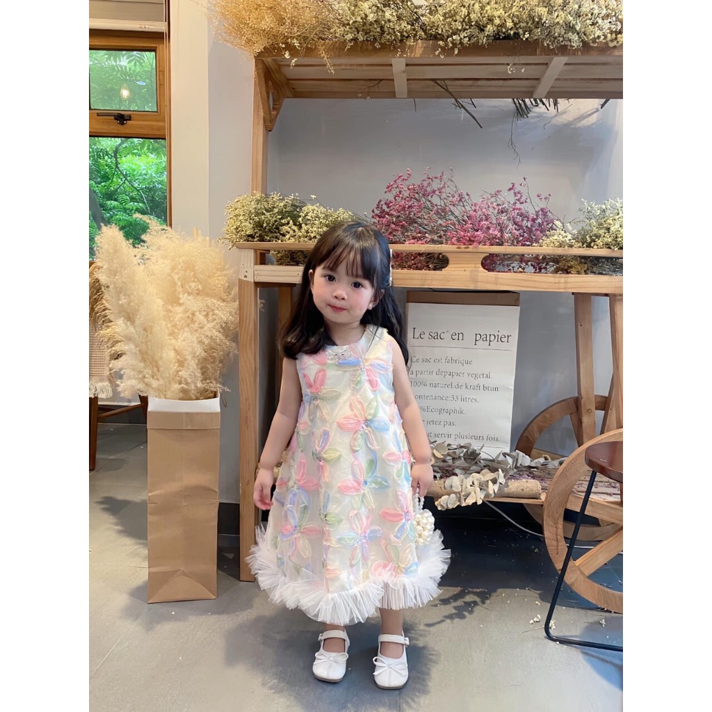 Váy Công Chúa Xòe Bồng Bềnh Suchin Closet Kiếu Dáng Sát Nách 2 Màu Hồng Xanh Siêu Xinh Cho Bé Gái