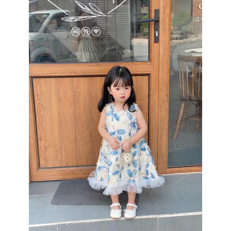 Váy Công Chúa Xòe Bồng Bềnh Suchin Closet Kiếu Dáng Sát Nách 2 Màu Hồng Xanh Siêu Xinh Cho Bé Gái