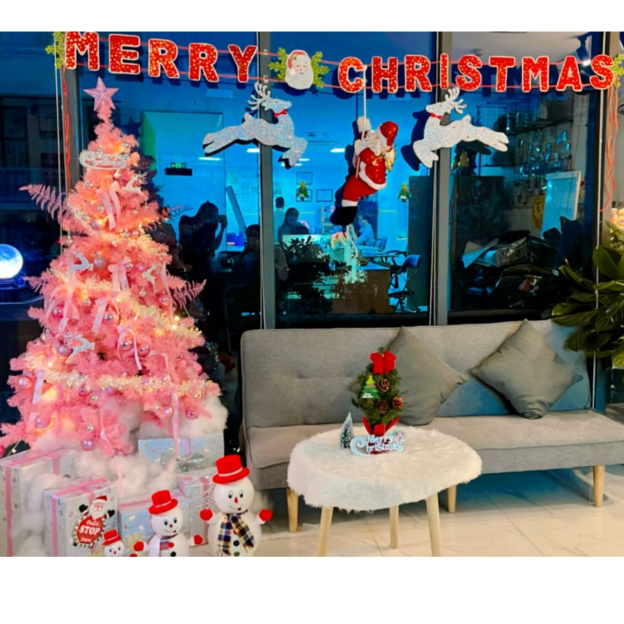 CÂY THÔNG NOEL XANH HỒNG 1.5m 1.8 2.1m ĐẦY ĐỦ PHỤ KIỆN TẶNG KÈM THẢM LÓT TRANG TRÍ GIÁNG SINH XINH XẮN MINT DECOR