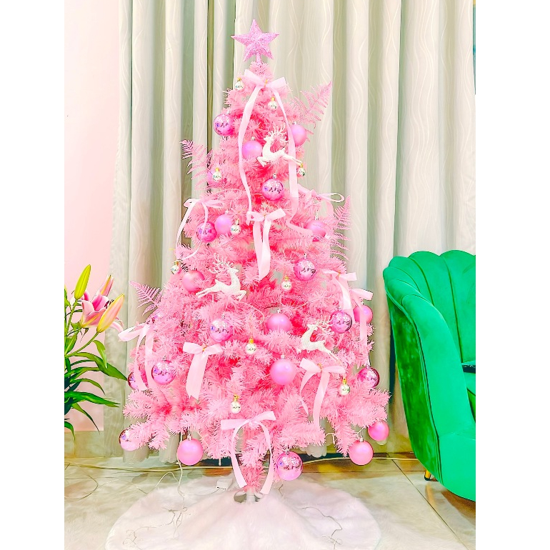 CÂY THÔNG NOEL XANH HỒNG 1.5m 1.8 2.1m ĐẦY ĐỦ PHỤ KIỆN TẶNG KÈM THẢM LÓT TRANG TRÍ GIÁNG SINH XINH XẮN MINT DECOR