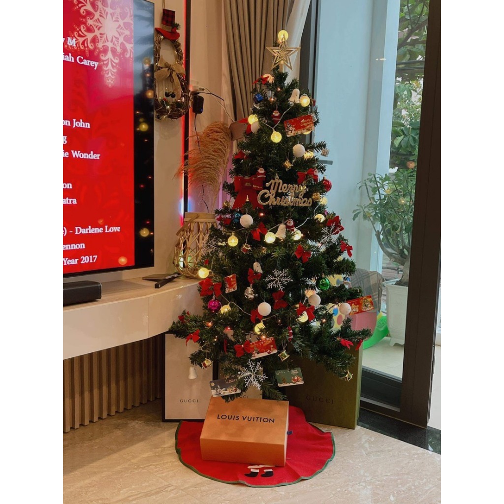 CÂY THÔNG NOEL XANH HỒNG 1.5m 1.8 2.1m ĐẦY ĐỦ PHỤ KIỆN TẶNG KÈM THẢM LÓT TRANG TRÍ GIÁNG SINH XINH XẮN MINT DECOR