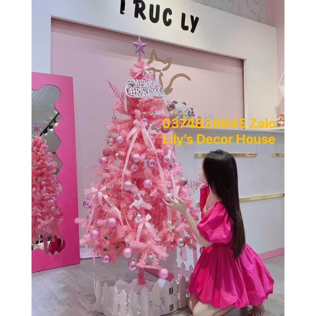 CÂY THÔNG NOEL XANH HỒNG 1.5m 1.8 2.1m ĐẦY ĐỦ PHỤ KIỆN TẶNG KÈM THẢM LÓT TRANG TRÍ GIÁNG SINH XINH XẮN MINT DECOR