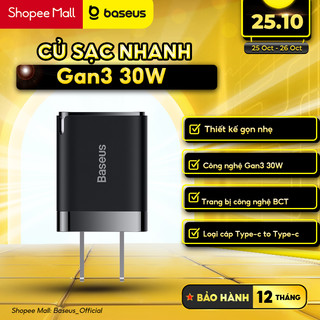 Sạc nhanh hiệu Baseus GaN3 1C 30W CN - Màu đen