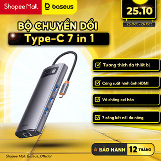 Bộ chuyển đổi đa năng Baseus Metal Gleam Type-C 7 trong 1 cho các thiết bị máy tính điện thoại hỗ trợ USB type C