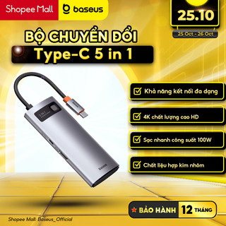 Bộ chuyển đổi đa năng Baseus Metal Gleam Type-C 5 trong 1 cho các thiết bị máy tính điện thoại hỗ trợ USB type C