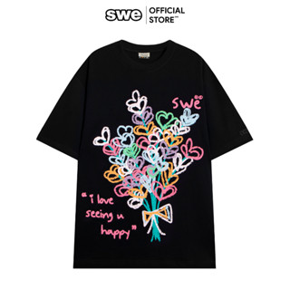 Áo Thun Local Brand Unisex SWE HAPPY TEE - Đen/ Trắng