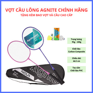 Set 2 vợt cầu lông AGNITE chính hãng chất liệu siêu nhẹ, tặng kèm cầu và bao đựng vợt cao cấp