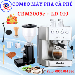 Combo máy pha cà phê gemilai crm3005e và máy xay cà phê ld 019 - dễ dàng sử dụng - mới 100%