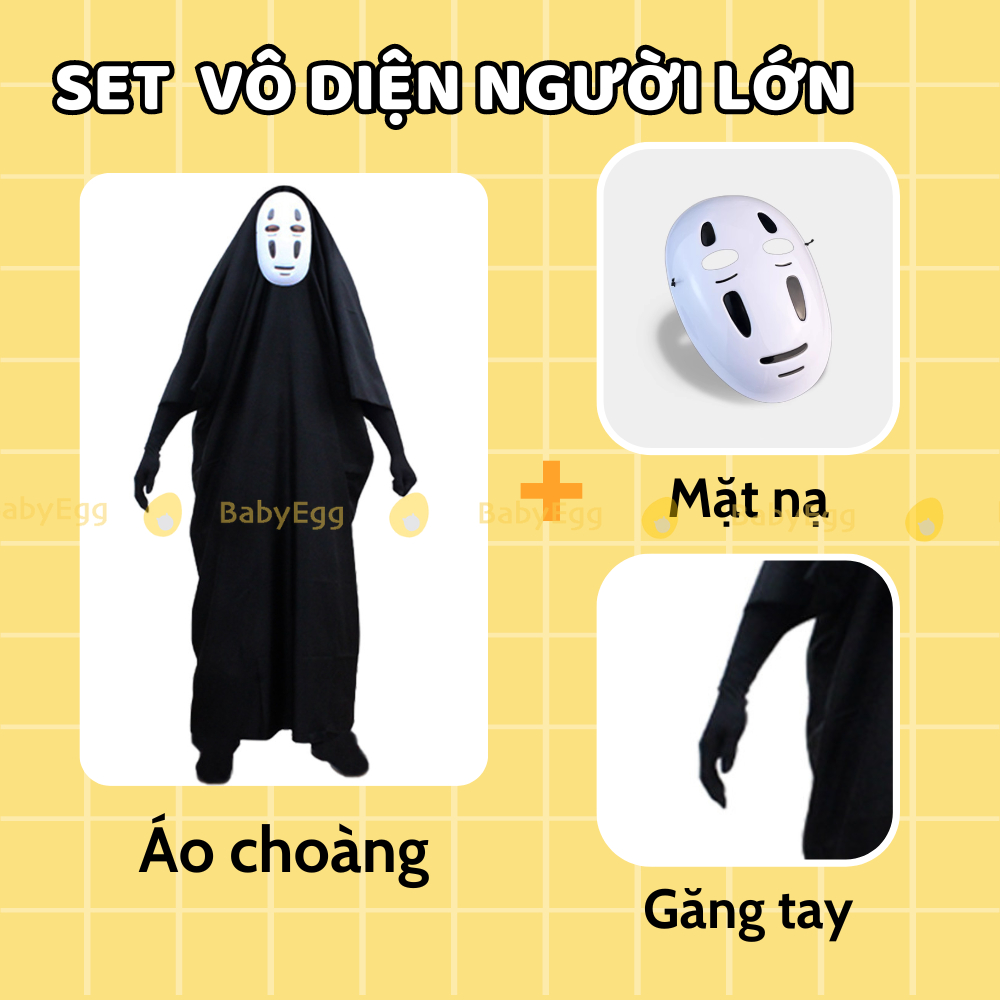Vô diện trẻ em hóa trang HALLOWEEN gồm mặt nạ áo choàng găng tay cho người lớn, trẻ em Đồ chơi dịp lễ BabyEgg