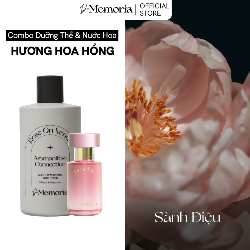 Combo 2 Nước Hoa và Dưỡng Thể Trắng Da De Memoria (300mlx1 lotion, 30mlx1 nước hoa)