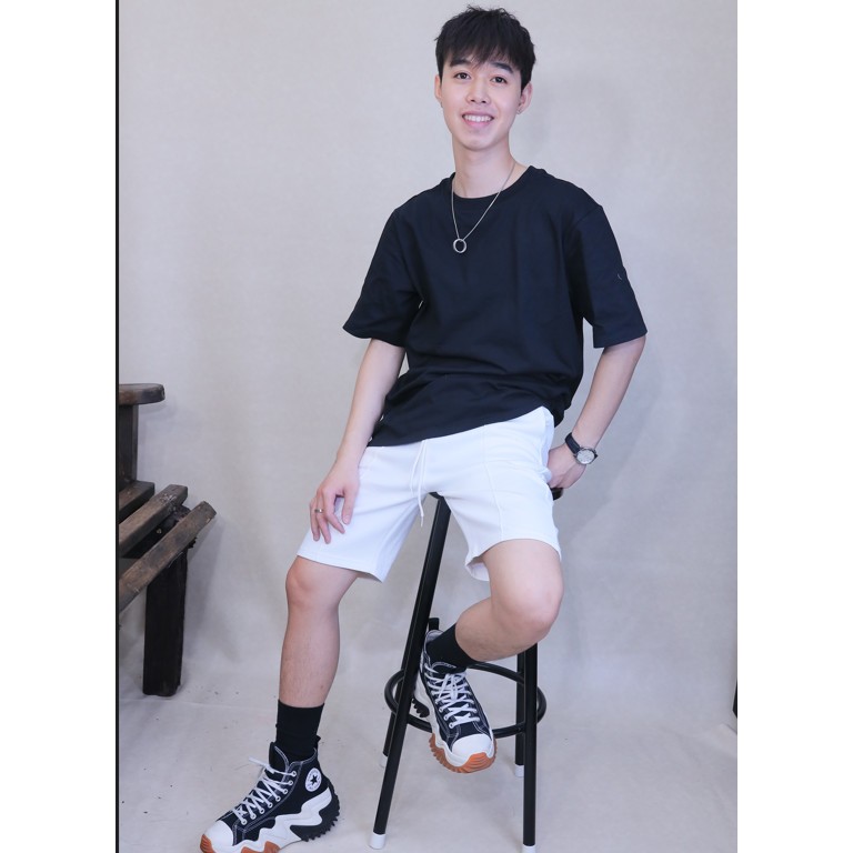 PHÔI Áo Thun Đen/TRẮNG Trơn MÀU Oversize Unisex