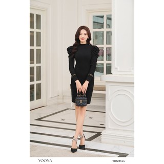 Đầm công sở dáng ôm cổ tròn chất nhung tăm YOONA - YD12B144