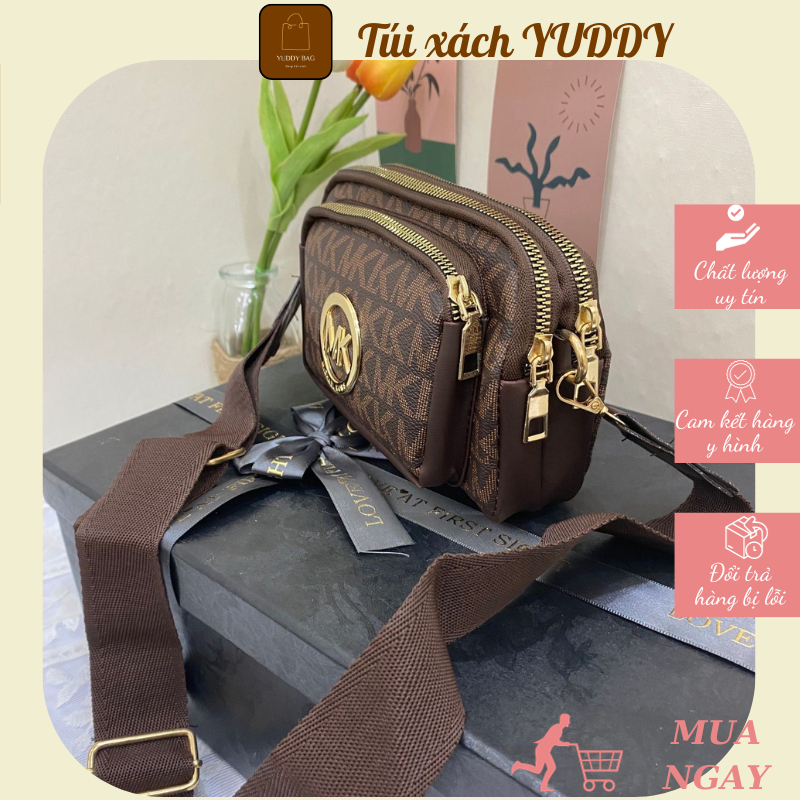 Túi xách nữ đeo chéo mk dây bản to 3 ngăn kéo khoá tiện lợi Túi xách Yuddy Bag