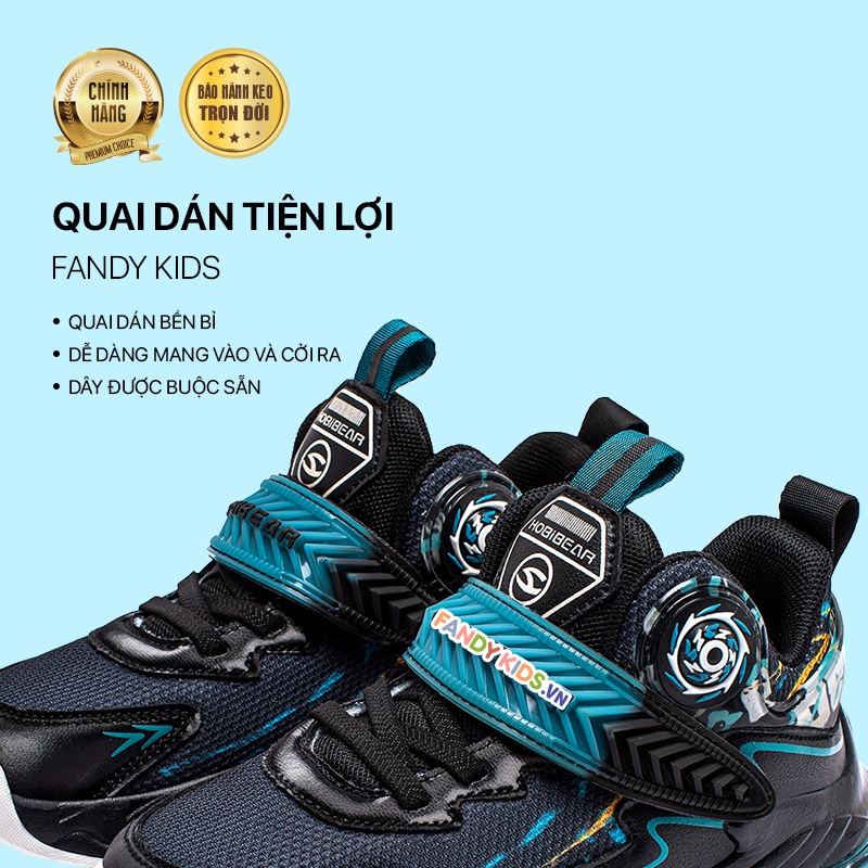 Giày bóng rổ trẻ em Fandy Kids Basketball Eva Air quai dán Đen Xanh GS8065