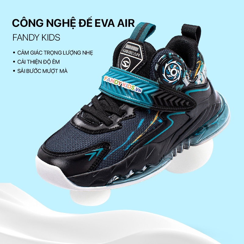 Giày bóng rổ trẻ em Fandy Kids Basketball Eva Air quai dán Đen Xanh GS8065