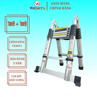Thang Nhôm Rút Chữ A VICHITA 3.8M (1.9+1.9)M - Thang Rút Tiện Lợi Cho mọi Công Trình