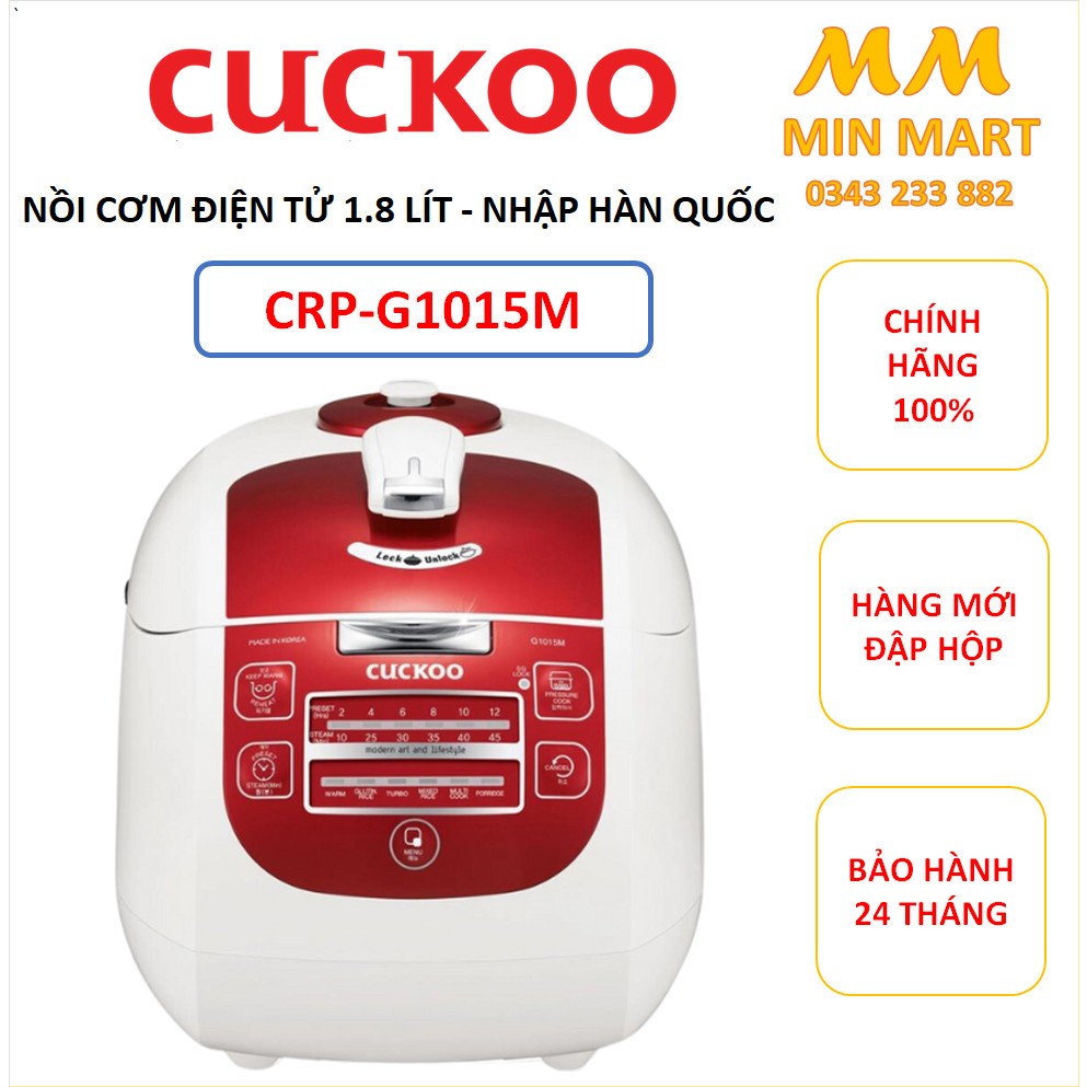 Nồi cơm điện tử Cuckoo CRP-G1015M 1.8 lít, nhập khẩu Hàn Quốc, hàng chính hãng, hàng mới 100%, bảo hành 24 tháng