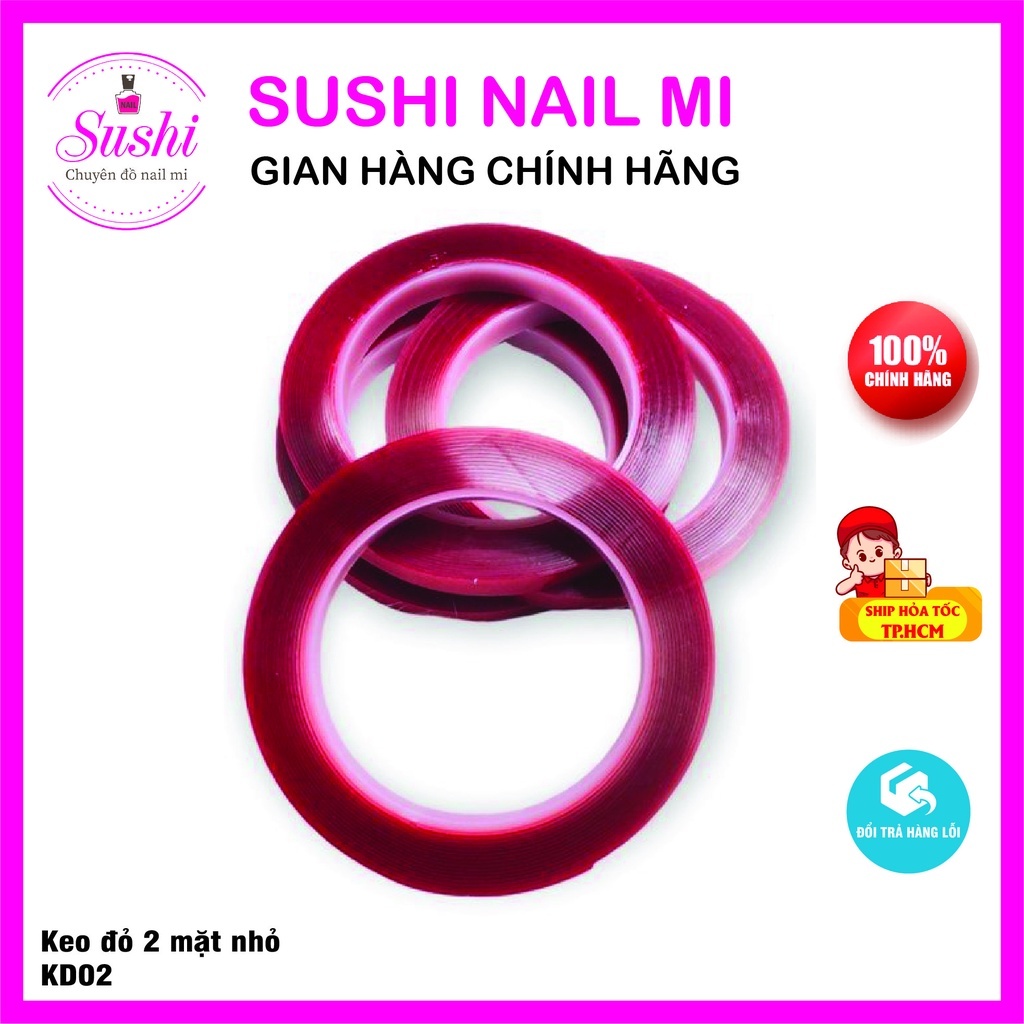 Keo đỏ 2 mặt chuyên dụng cho nail mi - Sushi nail mi