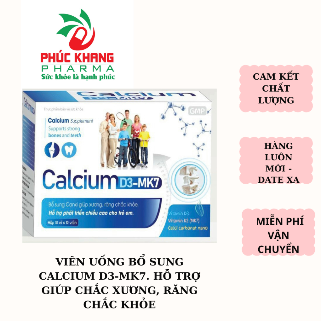 VIÊN UỐNG BỔ SUNG CALCIUM D3-MK7. HỖ TRỢ GIÚP CHẮC XƯƠNG, RĂNG CHẮC KHỎE
