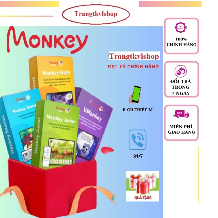 Thẻ Monkey Junior/Monkey Stories/ Monkey Math/Vmonkey cho bé Kèm quà