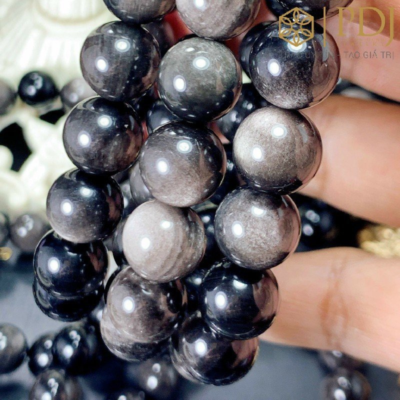 Vòng đá Obsidian 11 ly PDJ - Tặng kèm hộp đựng cao cấp - Trang sức PDJ