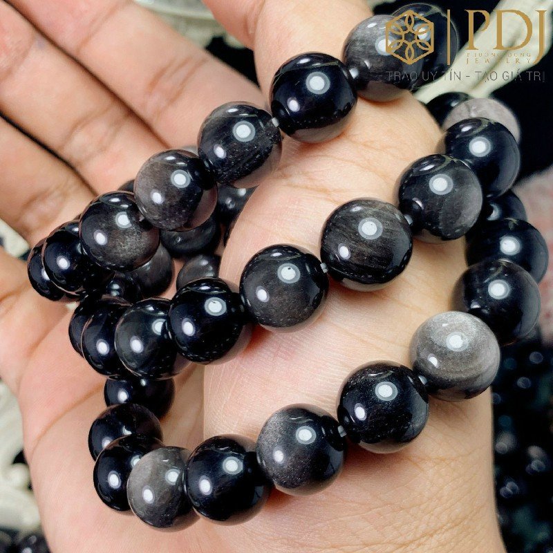 Vòng đá Obsidian 11 ly PDJ - Tặng kèm hộp đựng cao cấp - Trang sức PDJ