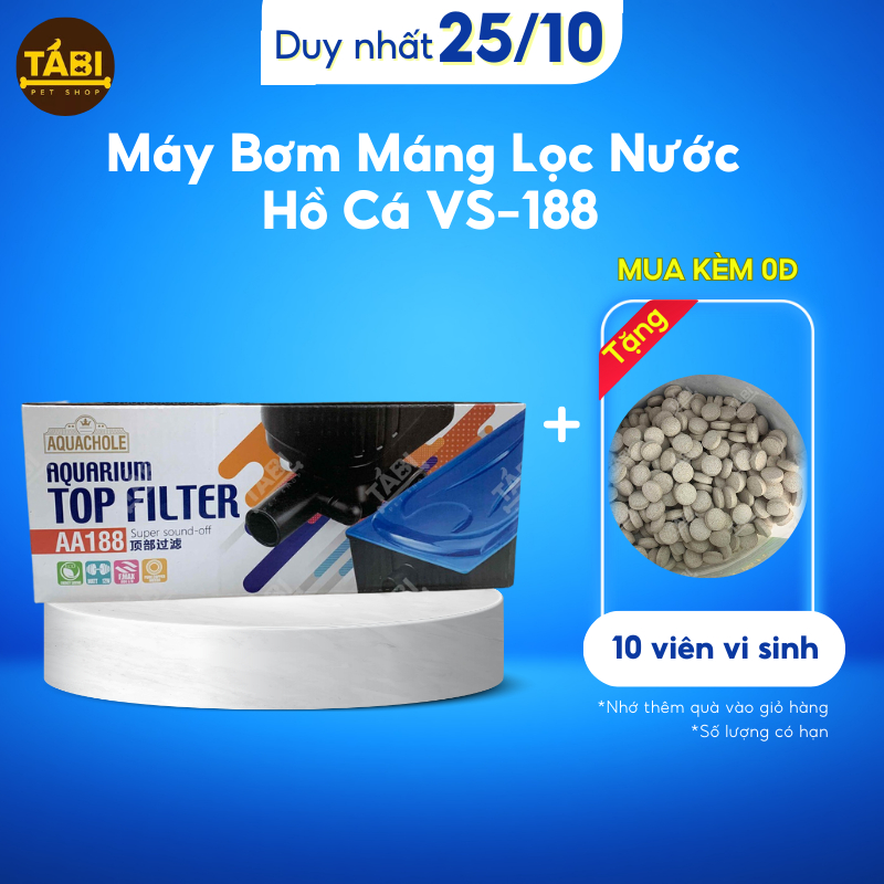 Máy Bơm Máng Lọc Nước Hồ Cá VS-188, RS-188 & Bông Lọc - Bộ Bơm Lọc Nước Bể Cá Vipsun [VS188]