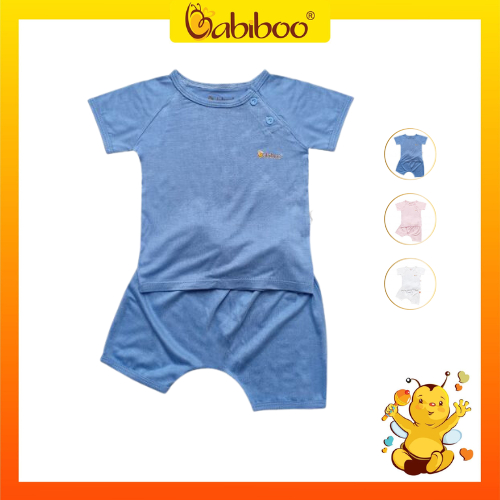 Đồ bộ cho bé sơ sinh Babiboo quần áo sơ sinh tay ngắn cài xéo vải cottom visco siêu mềm - BTK15