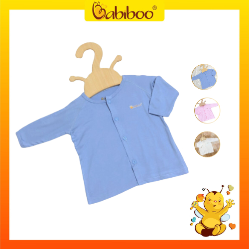 Áo sơ sinh tay dài BABIBOO nút cài giữa, vải viscose siêu mềm mịn BTK23