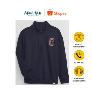 Kids Gap Logo Quarter-Zip Sweatshirt- Áo cổ chui hàng xuất dư