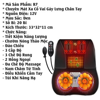 Gối mát xa cổ vai gáy lưng tay chân đa năng hồng ngoại