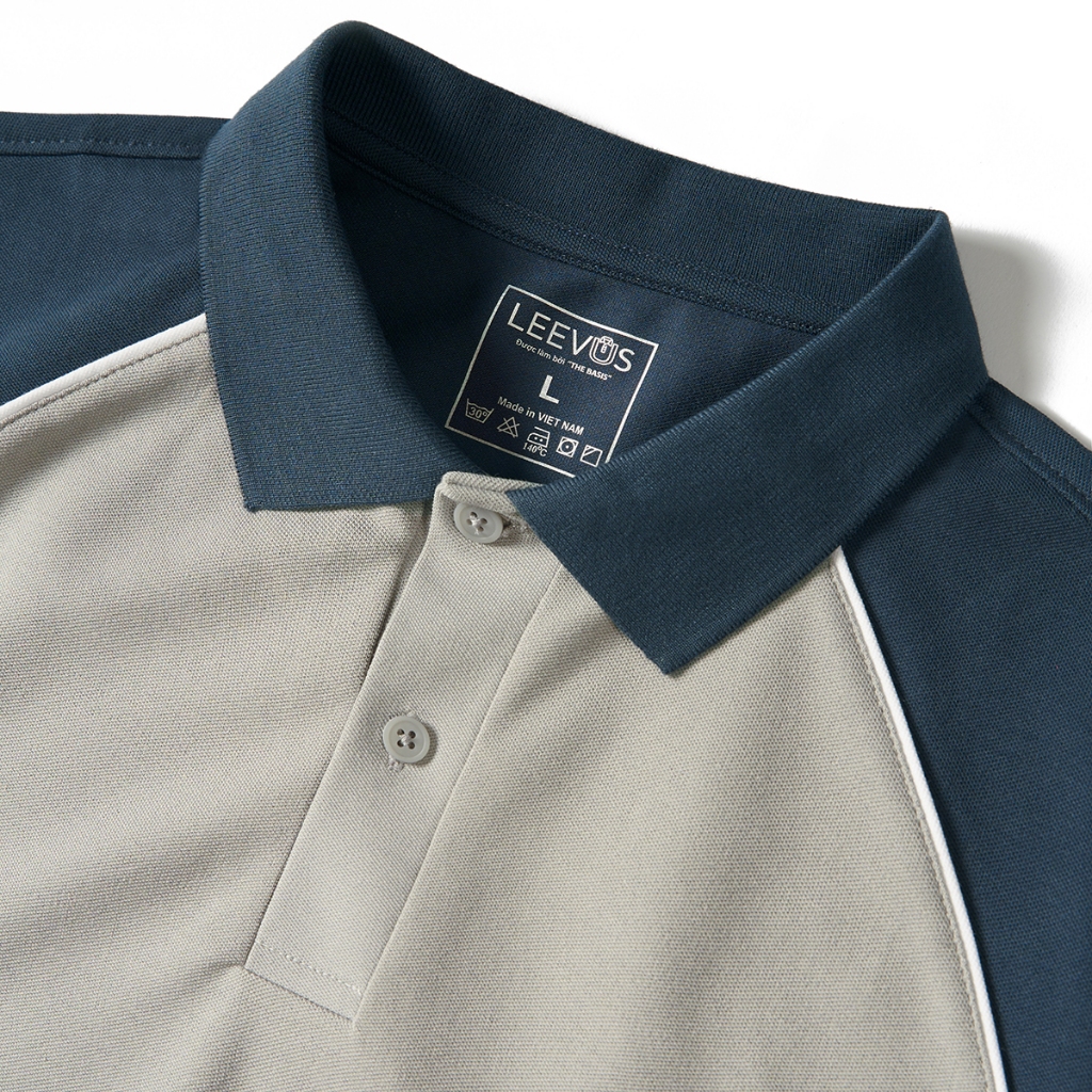 Áo Polo nam BLOCK OVAL BAND LEEVUS phối vai, vải CVC cá sấu, form regular APL319