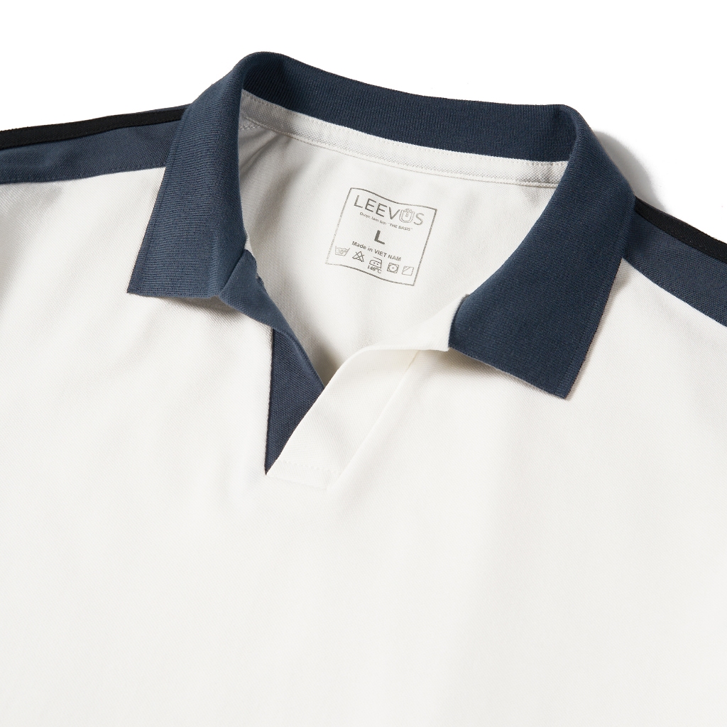 Áo Polo nam V-NECK LEEVUS phối bo, vải CVC cá sấu, form regular APL318