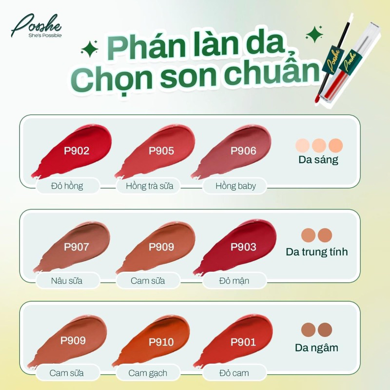 Son Kem Lì Posshe 2 Đầu Chính Hãng - Version Mới Bền Màu 16h
