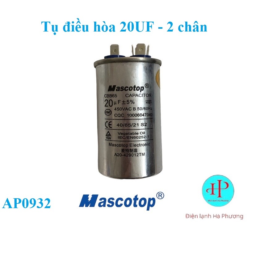 Tụ điều hòa 20UF - Capa máy lạnh 20UF - Hàng đẹp - F33
