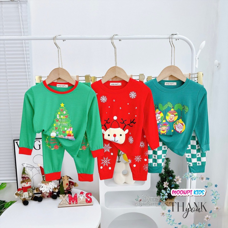 Bộ dài tay noel vải thun lạnh cho bé trai bé gái mẫu mới
