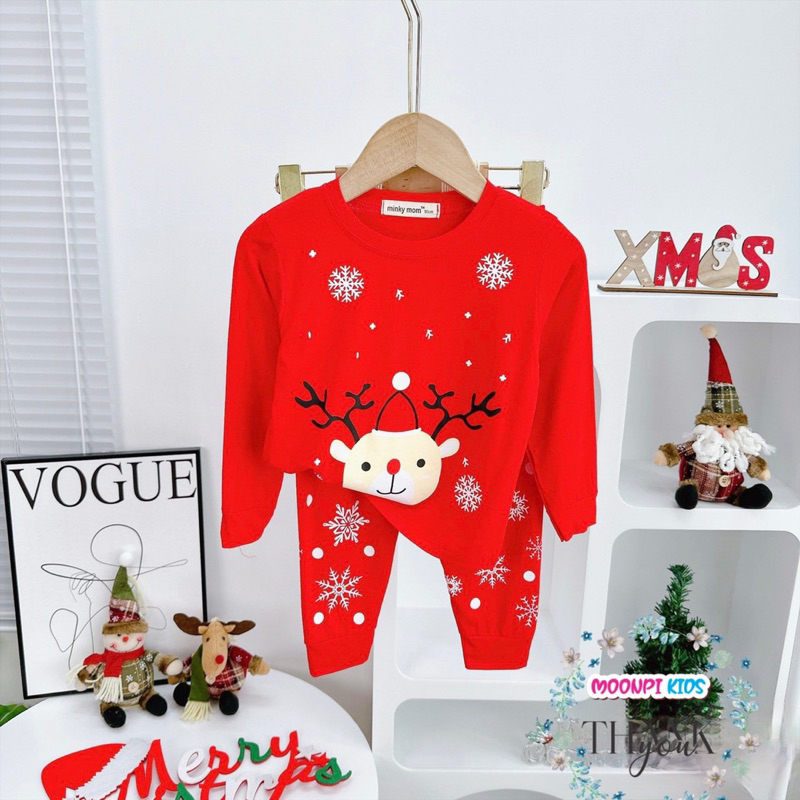 Bộ dài tay noel vải thun lạnh cho bé trai bé gái mẫu mới
