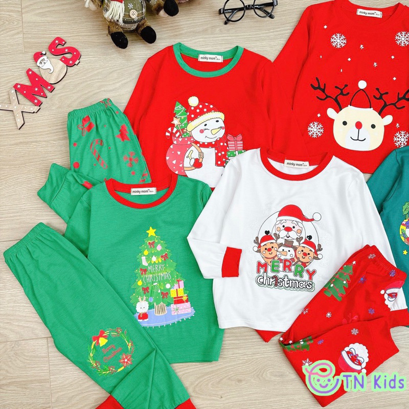Bộ dài tay noel vải thun lạnh cho bé trai bé gái mẫu mới