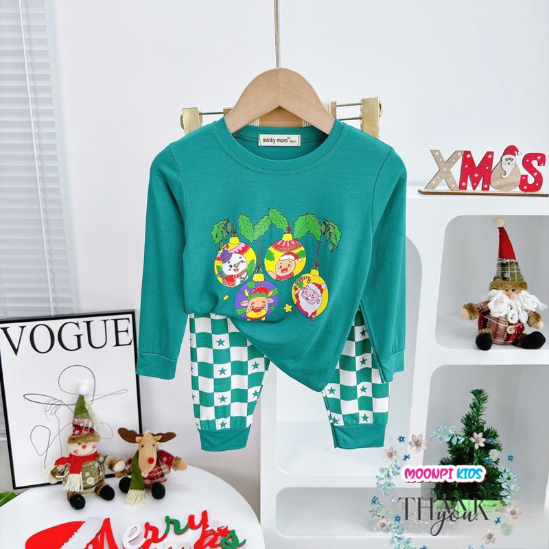 Bộ dài tay noel vải thun lạnh cho bé trai bé gái mẫu mới