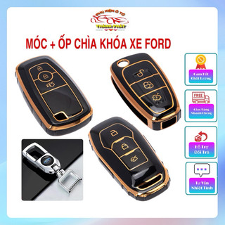 Móc khóa kèm ốp bảo vệ chìa khóa xe Ford Everest, Ranger XLS, Ecosport, Ranger Wildtrak nhựa TPU tráng gương sáng bóng