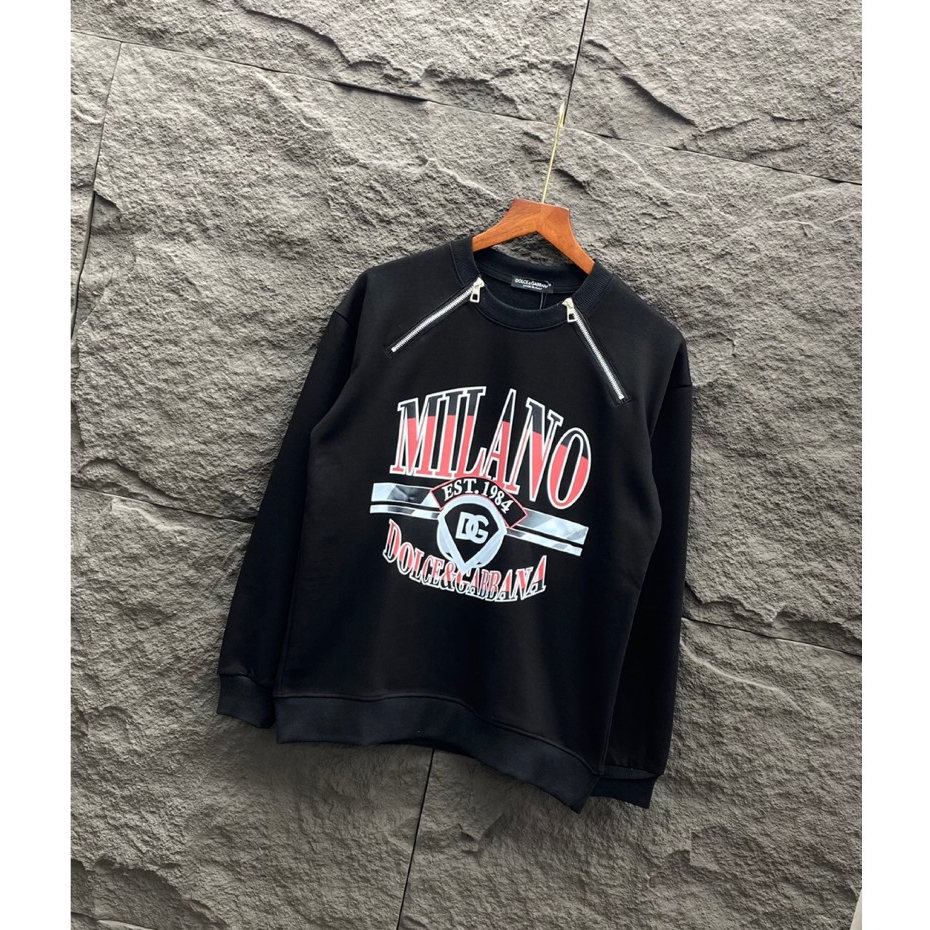 Áo Dài Tay Sweater Nam Nữ In Logo Chữ DOL&GAB Milano Sắc Nét, Phối Khóa Vai, Chất Nỉ Cao Cấp, Trẻ Trung, Năng Động