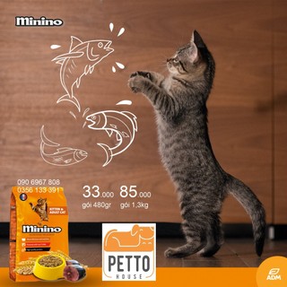 [hoả tốc pettohouse gò vấp] thức ăn cho mèo Minino Tuna 1,3kg kitten and adult cat hạt khô cá ngừ tiêu chuẩn pháp
